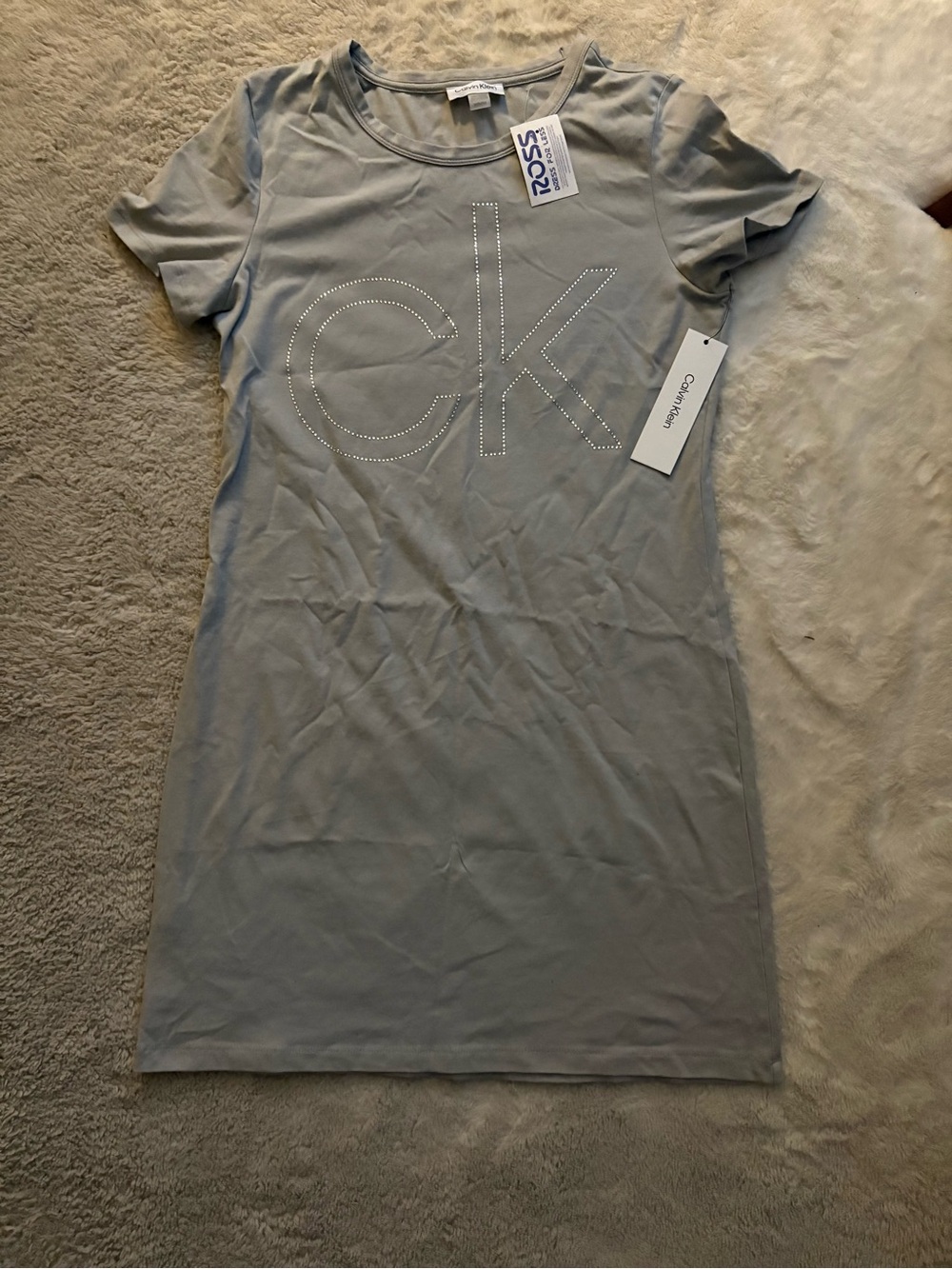 Calvin Klein Pale Gray CK Studded Tee Dress